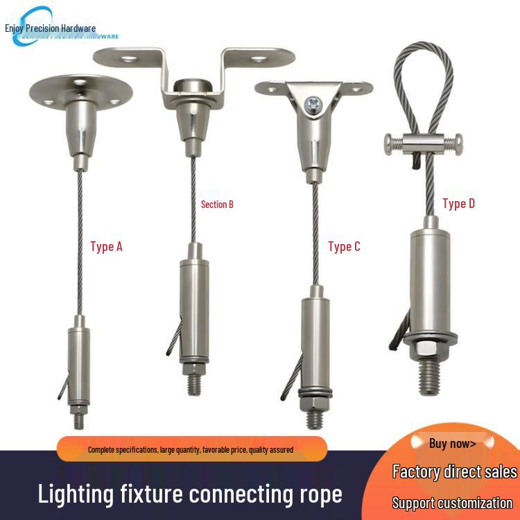 Adjustable Stainless Steel Wire Pendant Lamp Hanging Rope with Self-Locking Buckle