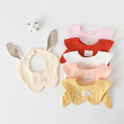 Lätzchen im koreanischen Stil aus 100% Baumwolle für Babys, 6-lagige Mullwindeln mit niedlichen Hasen- und Bärenohren