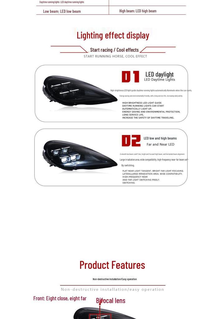 Modified Headlight Assembly for 2010-2013 Porsche Panamera 970.1