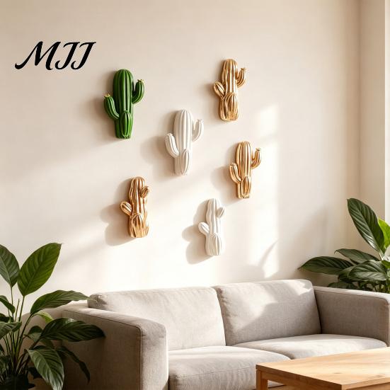 Resin Wall Hooks Cute Cactus Adhesive Hook, Nail-Free Strong Load-Bearing Hanger, Decorative Hangers Mount Organizer for Kitchen Towels Keys