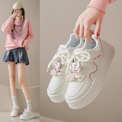 Scarpe Bianche Carine da Ragazza Morbida Y2K Sneakers con Plateau Versatili Scarpe da Skateboard da Donna