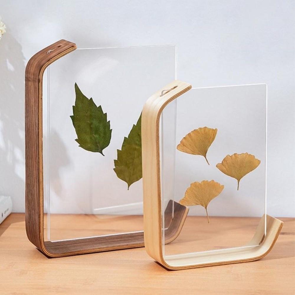 Memory Keepsake 6 Inches Wooden Photo Frame Acrylic Material Tabletop Double-sided Frame Alien Desktop Decoration Gift