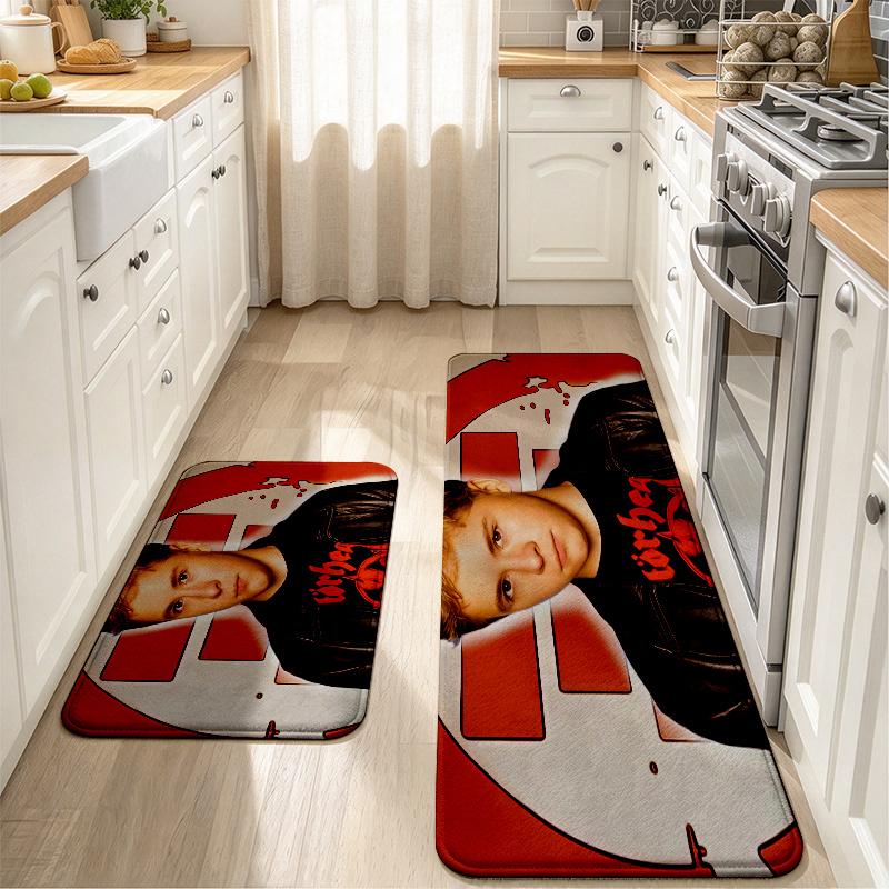 Gustav Schafer Print Flannel Kitchen Mat Christmas Soft Area Rug Non Slip Floor Carpet Home Decoration