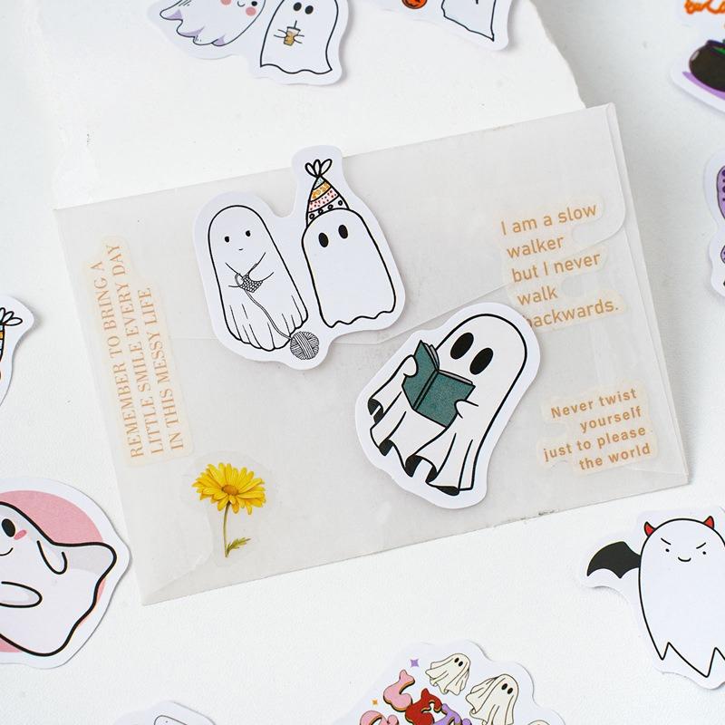 Premium Self Adhesive Paper Stickers Adorable Ghost Boo For Journal Diary Decoration Envelope Sealing Craft Multicolor