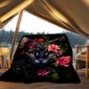 1pc Floral Cat Artwork Outdoor Soft Polyester Flannel Throw Blanket Versatile for All Seasons , Soft , Cozy , Warm All Season Quilted Throw ,