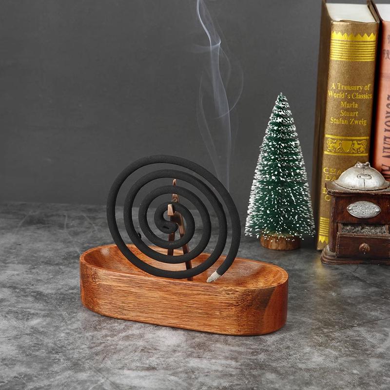Sailing Boat Metal Incense Holder Natural Wooden Incense Burner Incense Plate Ash Catcher Buddhism Supplies Home Decor