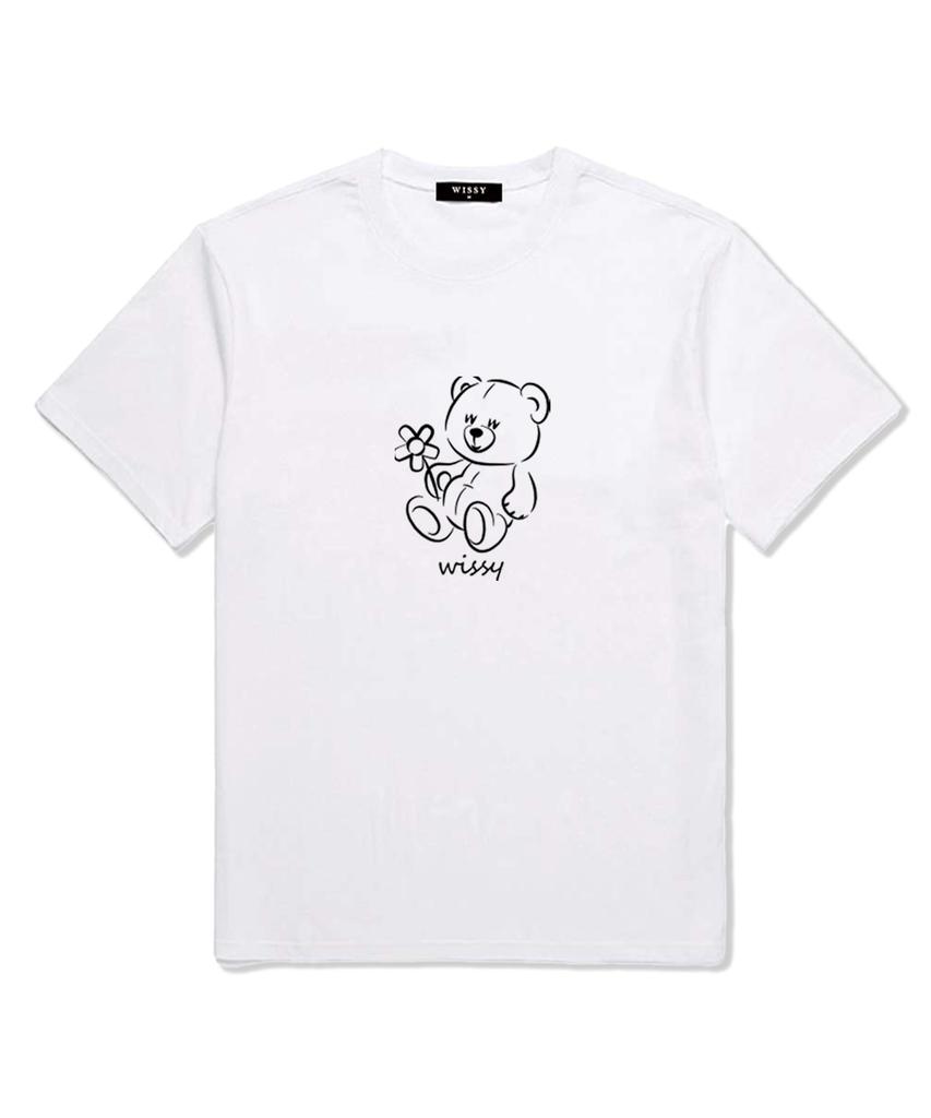 Wissi Blume Bär Kurzarm T-Shirt (Ws022) Weiß