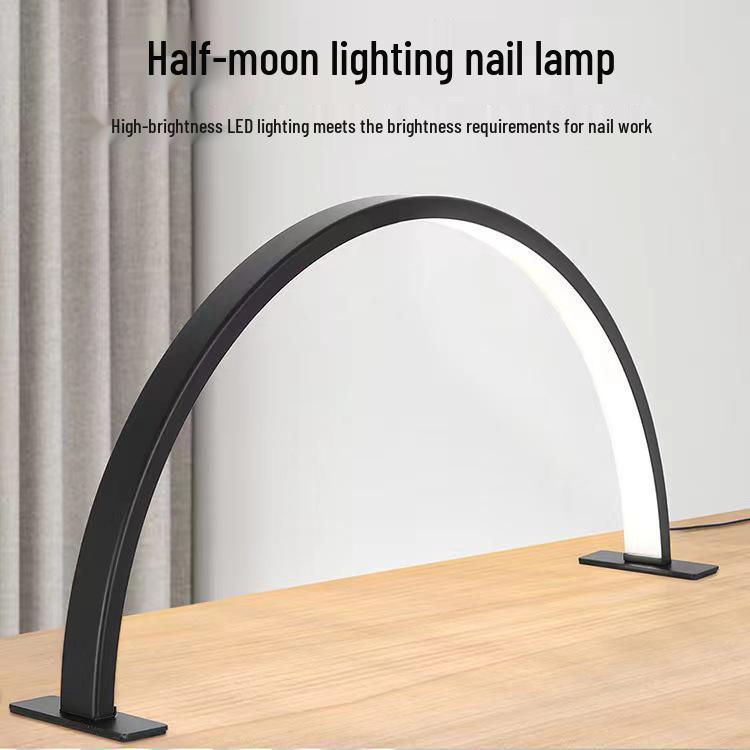 Half-Moon Shadowless Nail and Beauty Desk Lamp with Diamond Stand