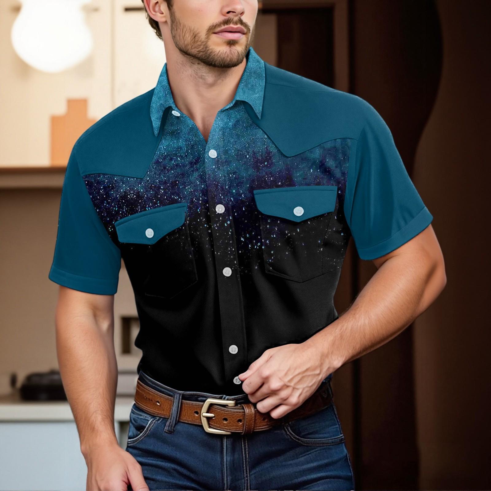 

Мужской модный топ кэжуал с короткими рукавами, лацканами и длиной до плеч XXXL чёрный