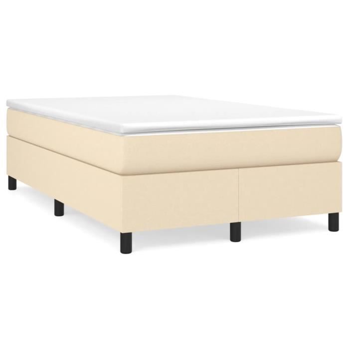 3144412 vidaXL Lit à sommier tapissier avec matelas Crème 120x200 cm Tissu