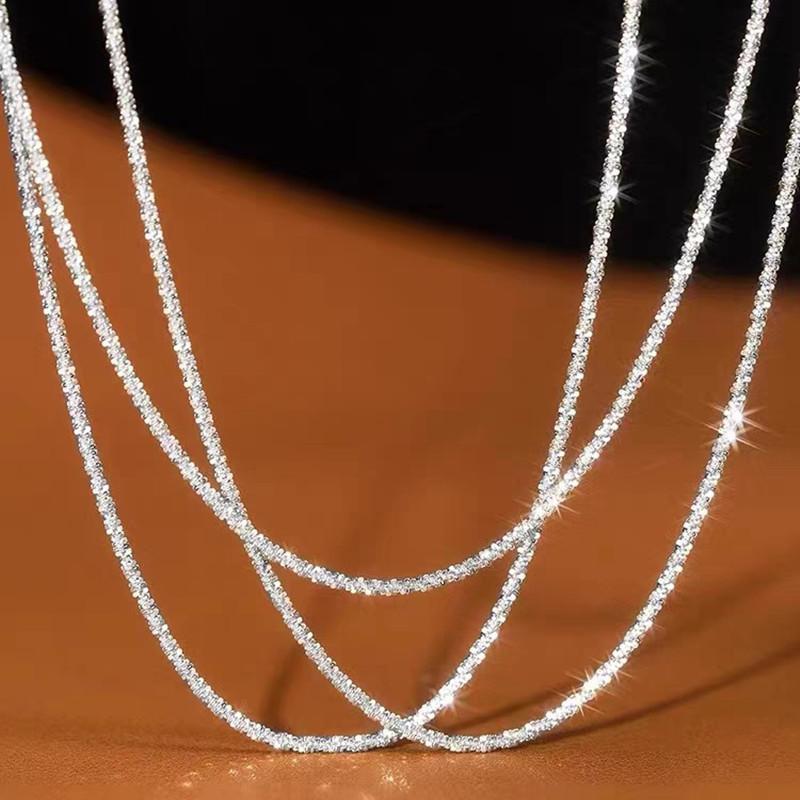 Sparkling Sand Flash Necklace Gypsy River Cauliflower Collarbone Neck Chain Plain Chain Stacked Wear Flash For Girlfriend