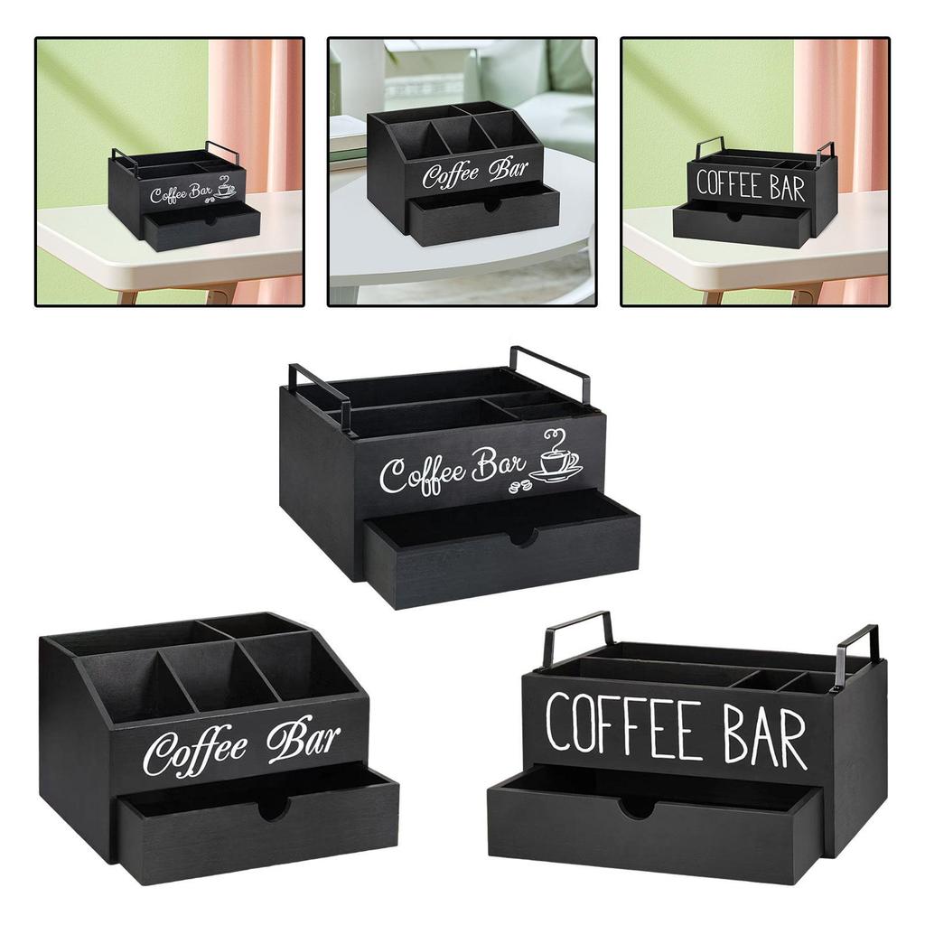 Coffee Station Organizer for Counter Coffee Bar Decor Farmhouse Countertop 2 Layer Storage Basket for Kitchen Coffee Bar Office