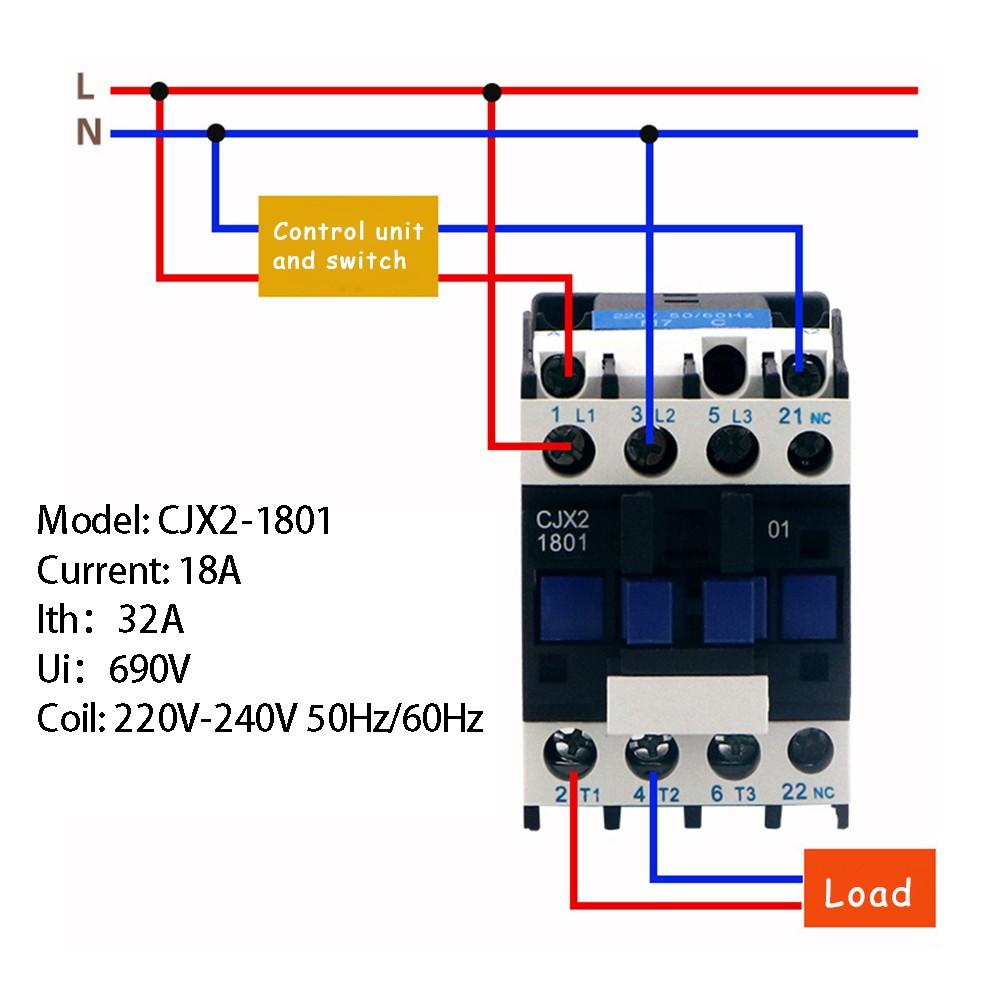 Stykač AC 240V AC Cívka 32A (Ith) 3fázové 1NC relé spouštěče motoru CJX2-1801