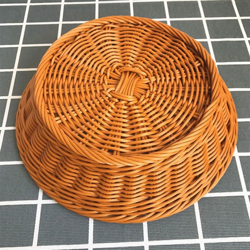 Plastic Kitchen Storage Basket Imitation Woven Organization Box Gift Bread Fruit Tray