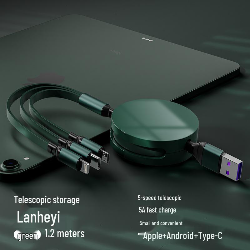 Juran Retractable Multi-Head Fast Charging Cable - 3-in-1 Function