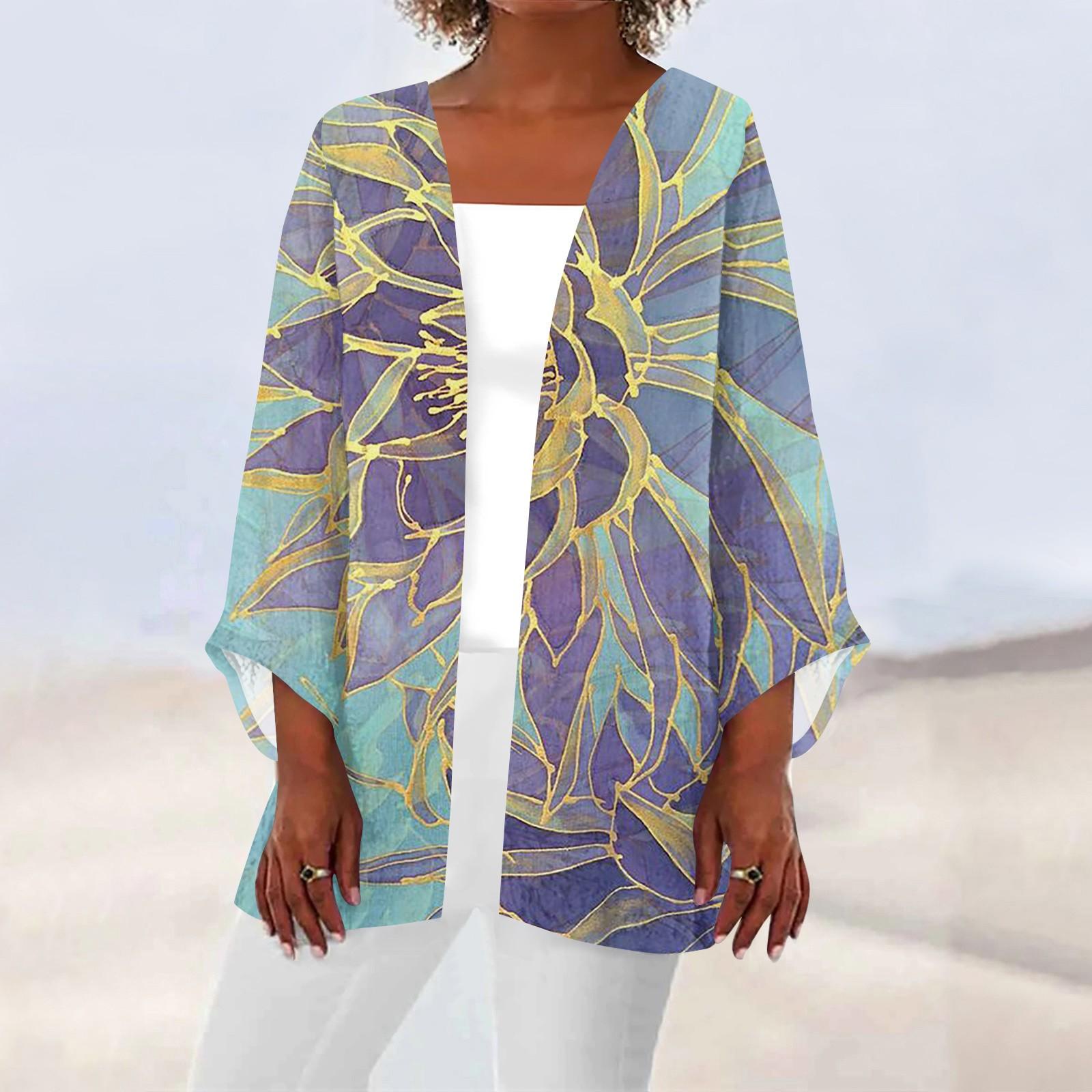 

Женская повседневная модная легкая куртка средней длины с принтом в стиле ретро, ​​кардиган L