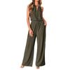 Women's Summer 2-Piece Outfit Casual Sleeveless Halter Top Wide Leg Pants Set Summer Cotton Linen Lounge Suit