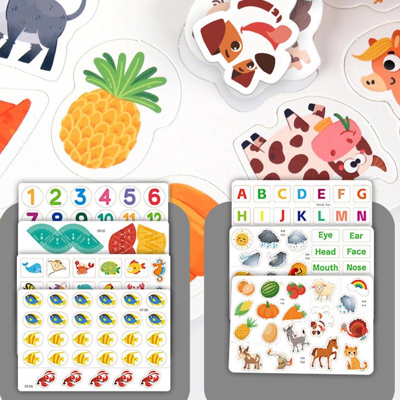 1 Set Cartoon Quiet Book Enlightenment Sticker DIY Book Number Letter Animal Vehicle Recognition Game Puzzle Book Montessori ZYF