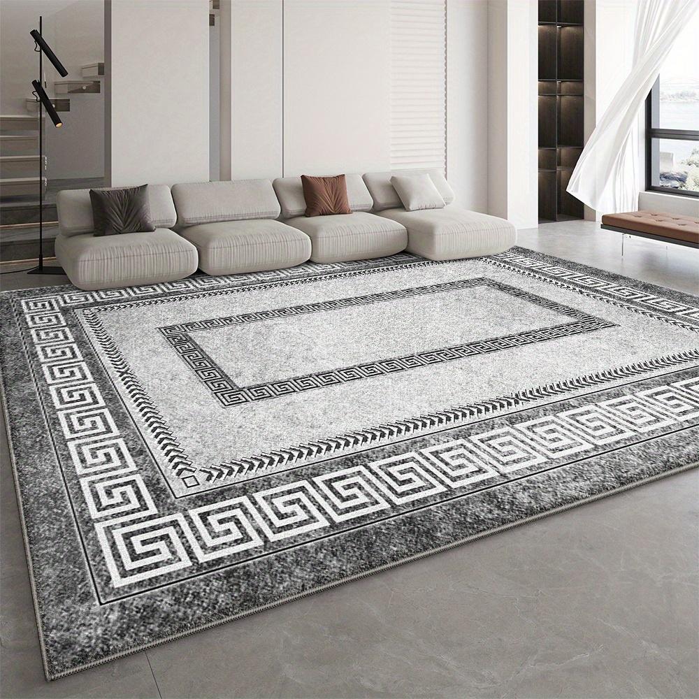 

Роскошный серый бархатный ковер Seven Deer - Мягкий, дизайн с китайской текстурной каймой, Идеально подходит для гостиной, спальни, офиса или выставочного зала 200cm*300cm