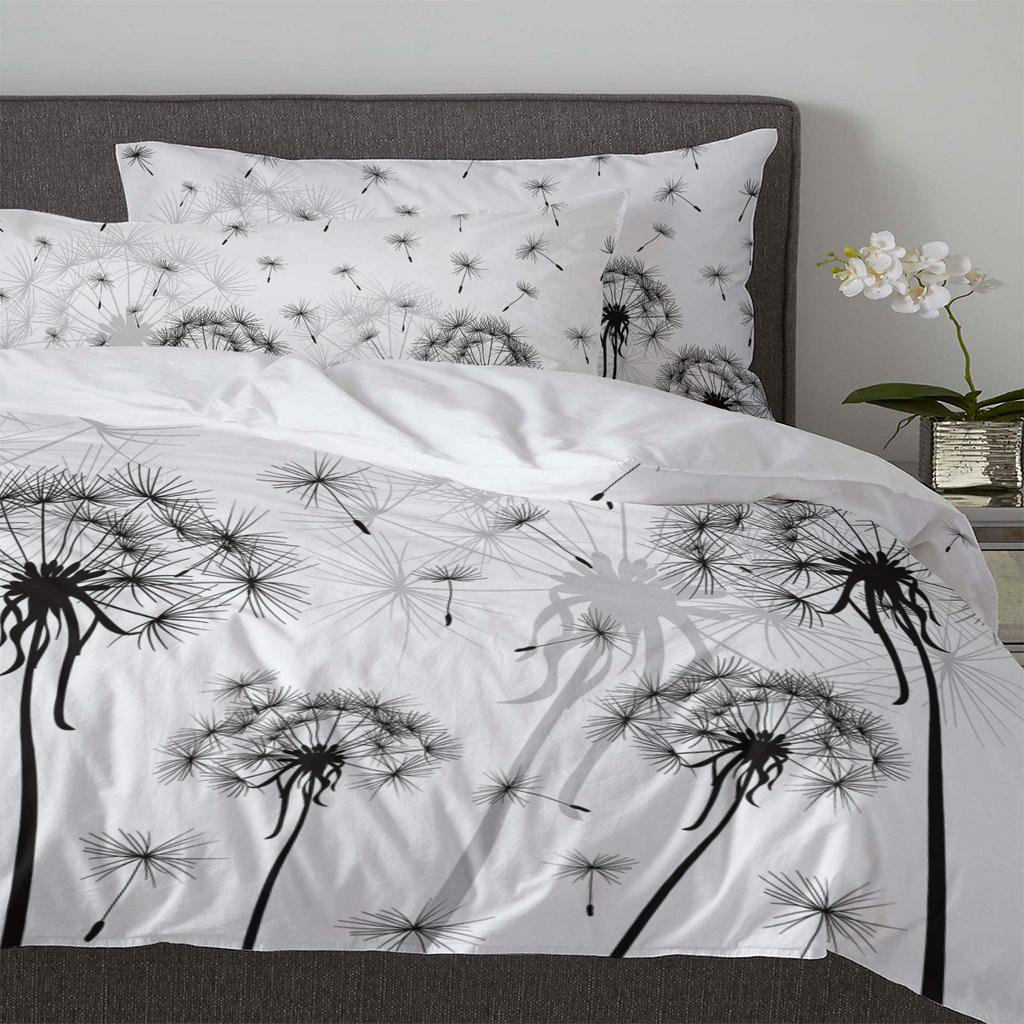 Black And White Dandelion Plant Duvet Cover With Pillow Case Custom 3pcs Bedding Set Quilt Cover Double Bed Home Textile