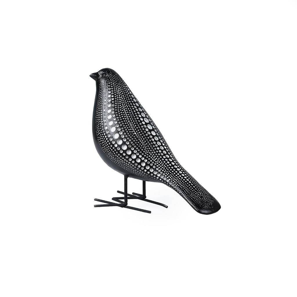 Cosmic Dots Avian Bird Resin Sculpture, Showpiece For Living Room, Black Color