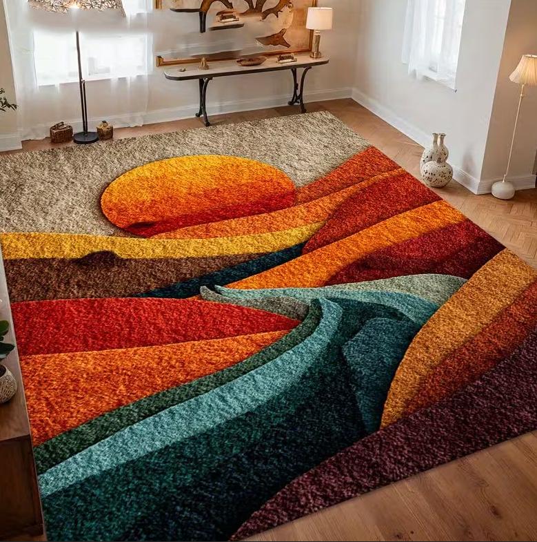 Large Bohemian Colorful Floor Mat Living Room Bedroom, Indoor Large Floor Mat Modern Home Decoration Modern Living Room Carpet 40x60cm