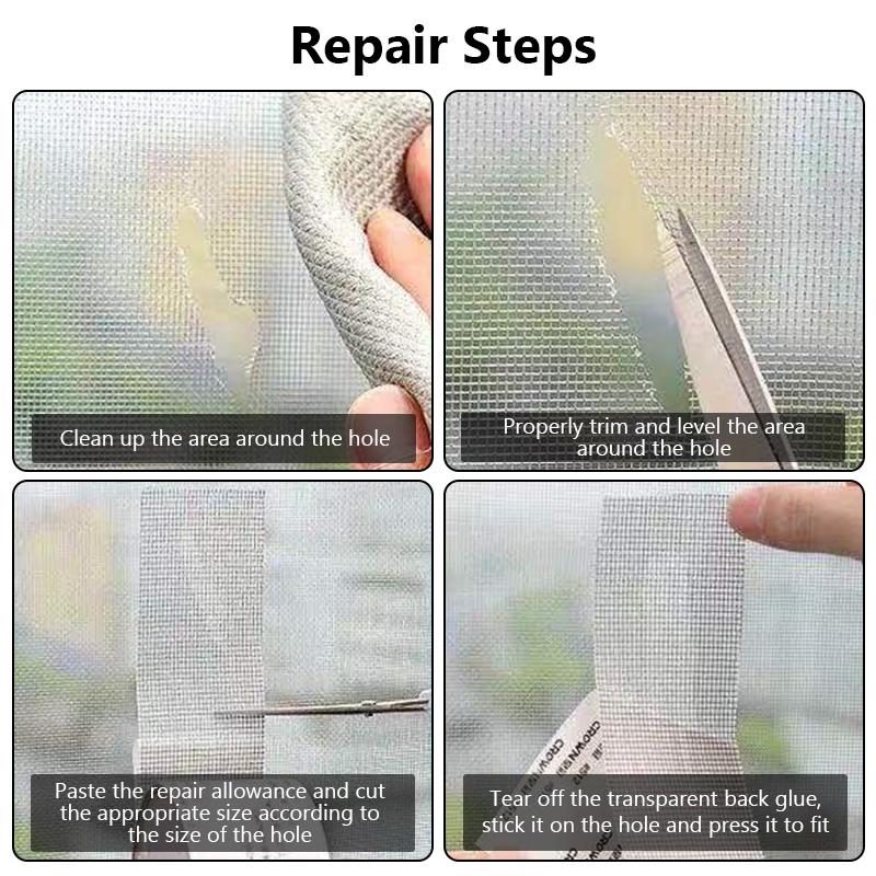 Window Screen Repair Tape Self Adhesive Mesh Tape Net Door Fix Patch Anti Insect Mosquito Mesh Broken Holes Repairing