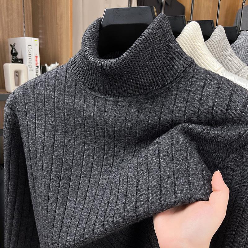 Men s Fashionable Thick Knit High-Neck Pullover Sweater Large
