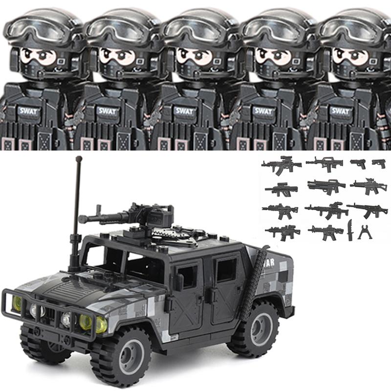 Polizia Cittadina Cina Forze Speciali Blocchi di Costruzione Soldato d'Assalto Figure SWAT Maschera Difesa Gas Armi Militari Mattoncini Giocattoli Bambini