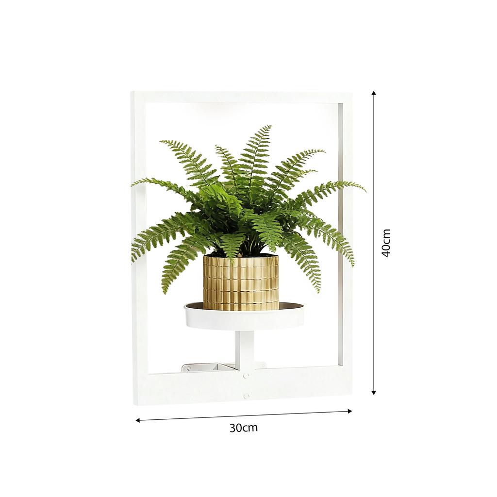 Contemporary Wall Flower Shelf White Metal Plant Display For Inside Outside Area deck 1 Piece