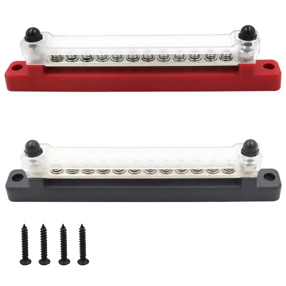 M6 Car Terminal Block Negative Bus Bar 12V 150A Terminal Block 1/4" Power Distribution Block M8 Termianl Bus for Automotive Boat