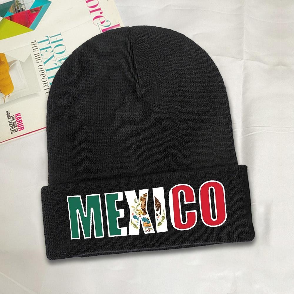 pc Mexico Flag Letters Bonnet Hats mexico art Beanie Hats Custom Knit Hat Winter Casual Unisex Adult Outdoor Warm Cap