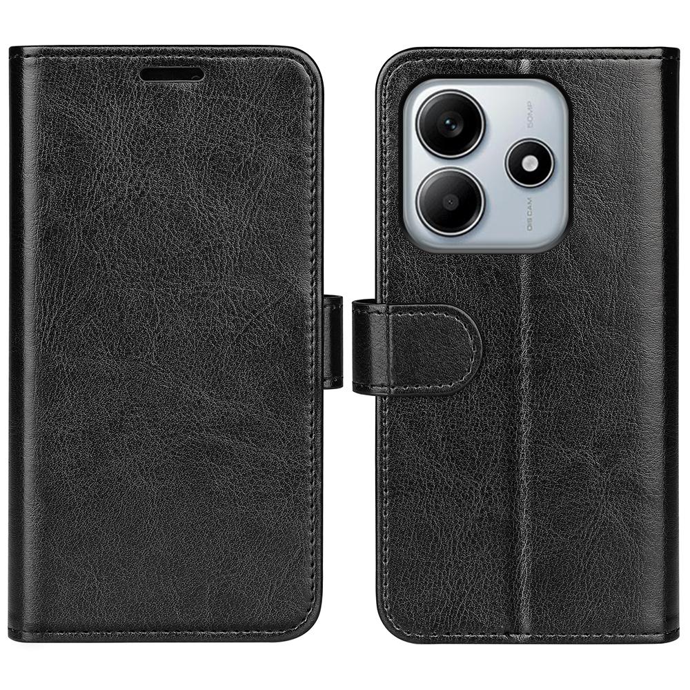 

For Xiaomi Redmi Note 14 5G Wallet Case Crazy Horse Texture Stand Leather Phone Cover Black