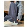 Autumn and winter new women's pants, versatile, loose, slimming, elegant and laid-back, casual pants, slit pants, commuter pants with fleece
