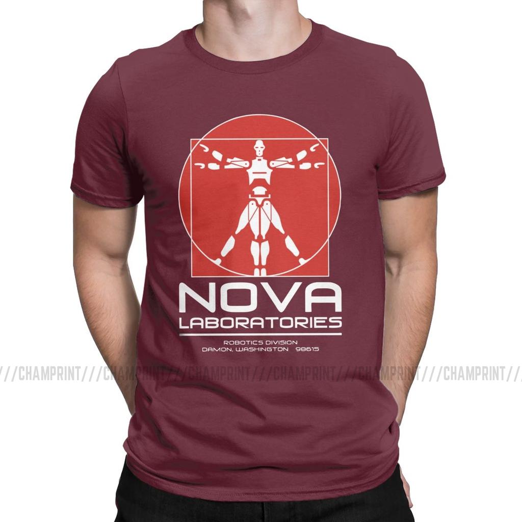 Awesome Nova Laboratories Short Circuit TShirts Men 100 Cotton T Shirt Johnny 5 80s Retro Robot Movies Tee Shirt 6XL Tops