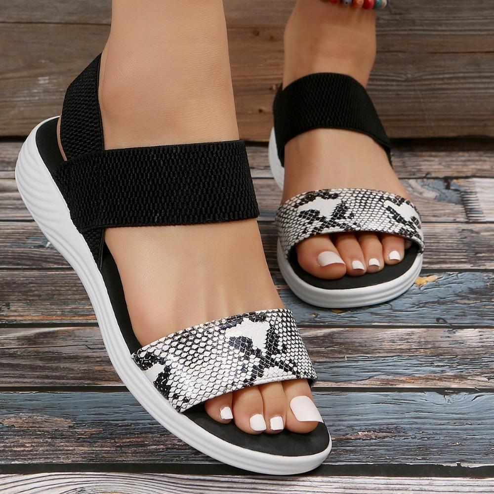 Kilesandaler med slangeskinnmønster for kvinner Sommermote Sklisikre Strandsko Kvinne Lettvekt Casual Sport Sandalias Mujer