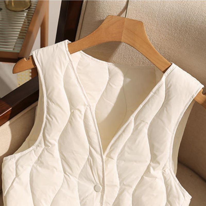 Vintage Ultra-thin Vest Streetwear 2024 New Autumn Winter Fashion Vest Warm Casual Buttons Cotton-padded Jacket Female