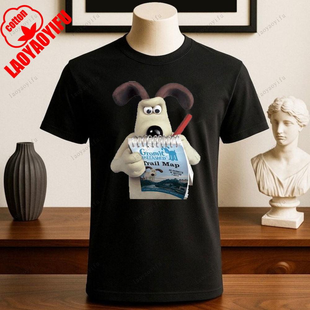 Wallace und Gromit Bedruckte T-Shirts Tops Cartoon und Anime Bedrucktes T-Shirt Wochenende Retro Grafik-Tee Vintage Ästhetik