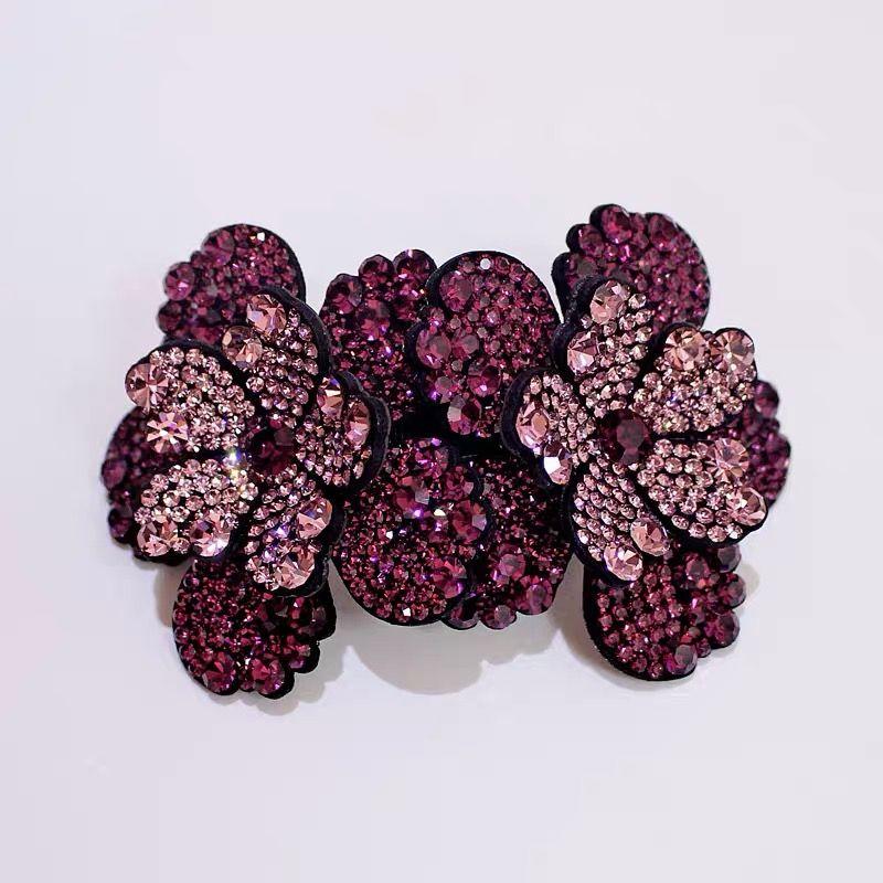 Fashion Rhinestone Flower Hair Clip for Women Korean Style New Headwear Female Top Hair Accessories Mother's Curly Hairpins