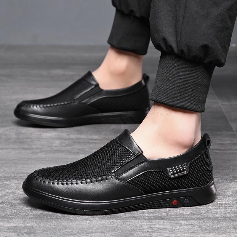 Men's shoes new summer breathable men's mesh shoes non-slip soft-soled casual leather lazy shoes one-pedal mesh shoes