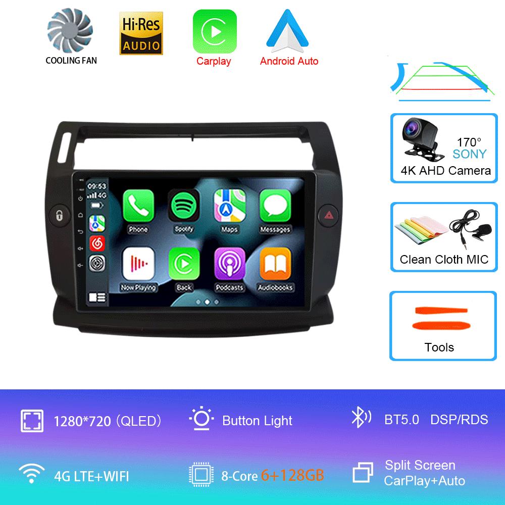 Android 14 For Citroen C4 C-Triomphe C-Quatre 2004 - 2014 Car Radio Player Stereo Multimedia GPS Navigation Player QLED Screen