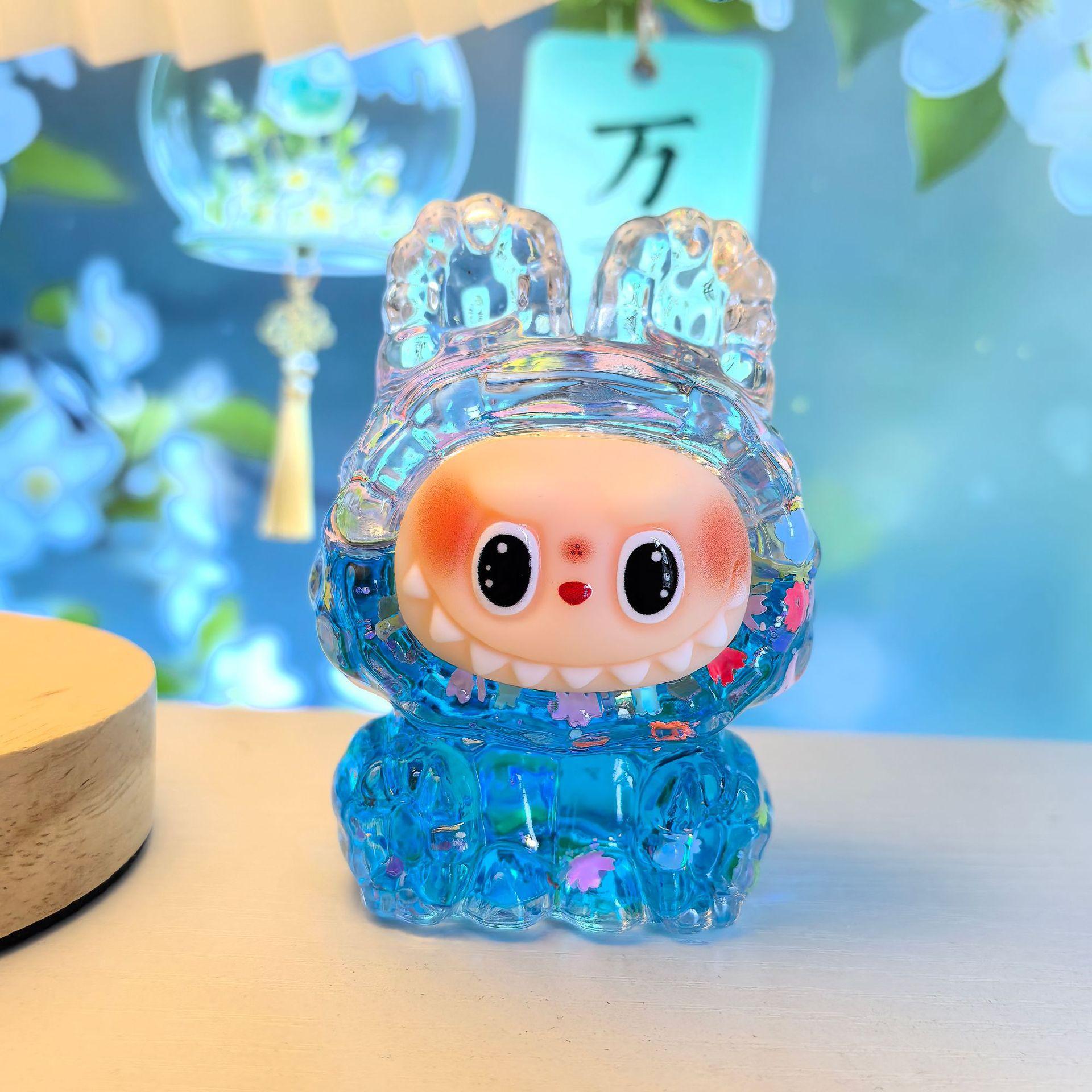 

Масляный Лабубу с текучим песком, Креативная фигурка Лабу, Настольное украшение, Декоративная игрушка в подарок 8.5*6cm