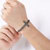 Golden Cross Cuban Link Bracelet for Men Stainless Steel Chain with Adjustable Extender Jewelry Trendy Religious Daily Accessory