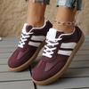 Concise Patchwork Sneakers Women Fashion  Pu Leather Striped Sports Shoes Woman Low Top Lace Up Vulcanize Shoes Female for daily use