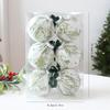 Indoor Christmas Trim Set of 6 with Fabric Finish and Ribbon Detail for Tree Use, Entry Tables, and Room Styling