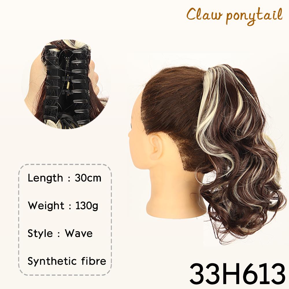 Synthetic Drawstring Ponytail Short Wavy Curly Ponytail Clip In Hair Extensions Natural Looking For Women Daily Use