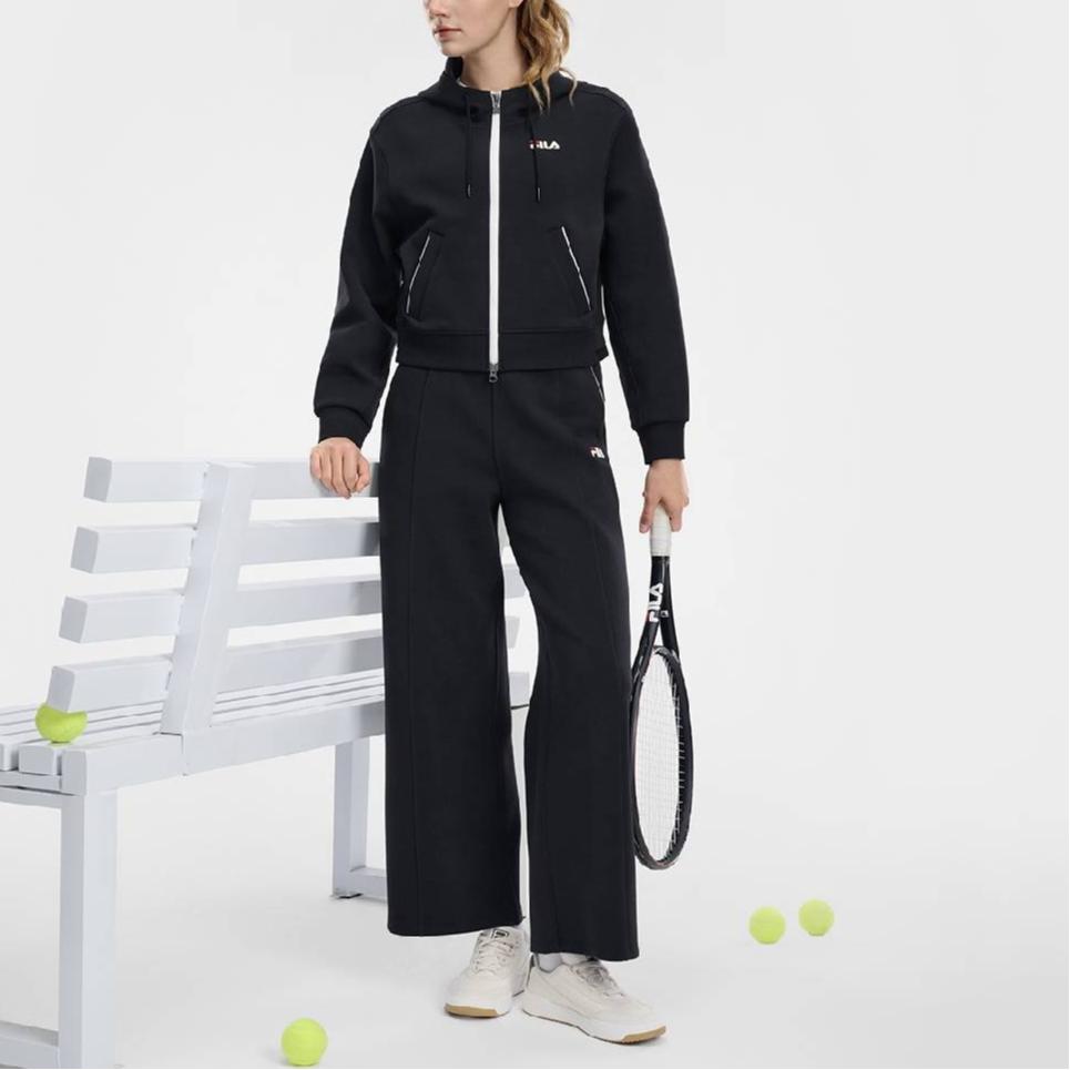 Fila Tennis Loose Fit Zip Knit Hooded Long Sleeve Jacket Women jackets A11W613513F-NV