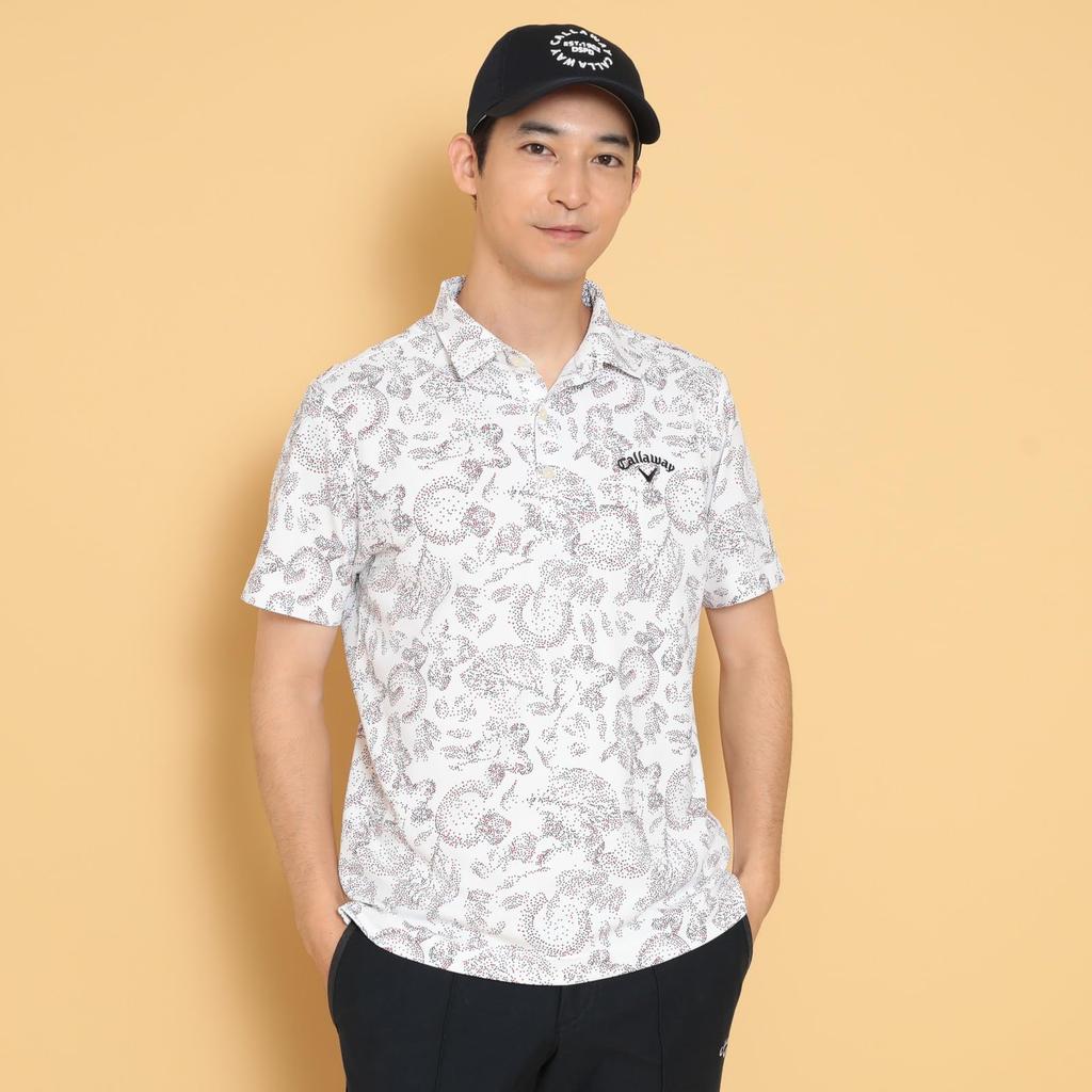 Short Sleeve Polo Shirt Moisture Quick Golf C24234106 [Callaway] Men's (Dot Print, Wicking, Drying) / / 1030_White