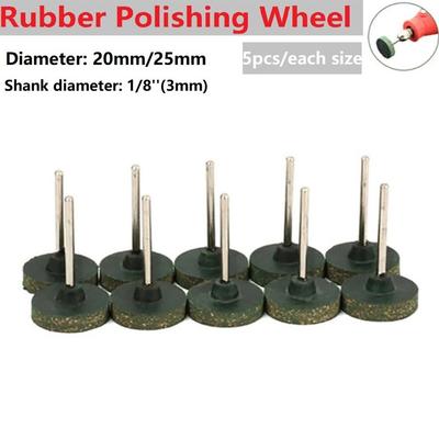 Heavy Duty 5pcs Rubber Polishing Wheel 20mm/25mm Dia for Power Drills