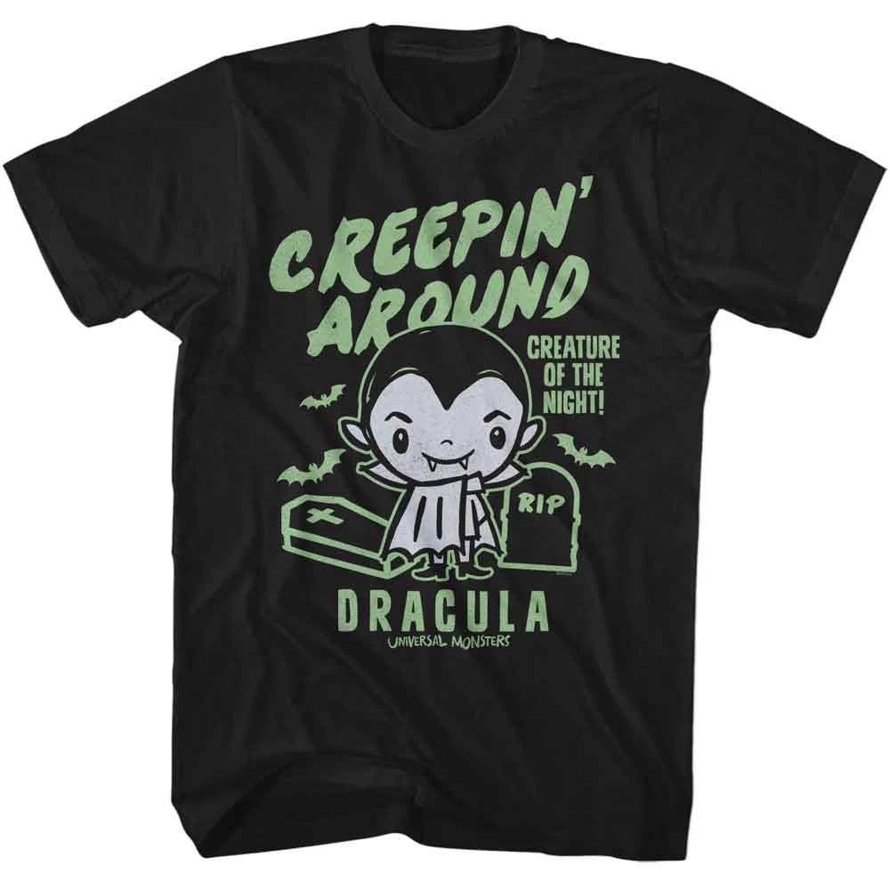 Universal Monsters - Creepin Around - American Classics - Solid Black Adult Shor XS